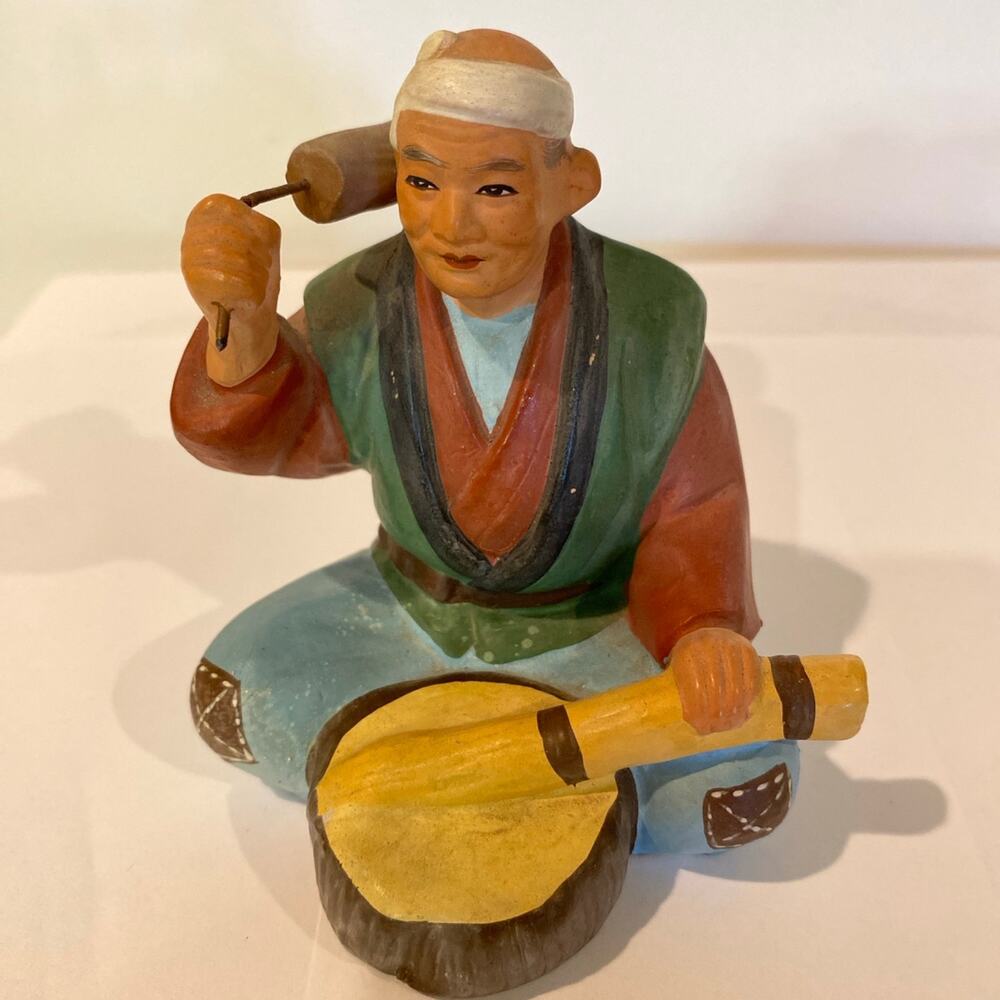 Vintage Hakata Japanese Doll.  Hand painted clay ceramic piece.